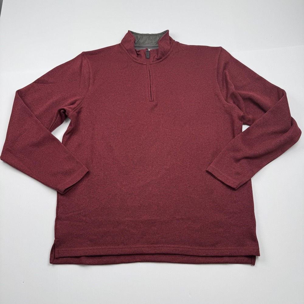 Wrangler Authentics Pullover Mens Large Red Quarter Zip Sweater Outdoor Casual